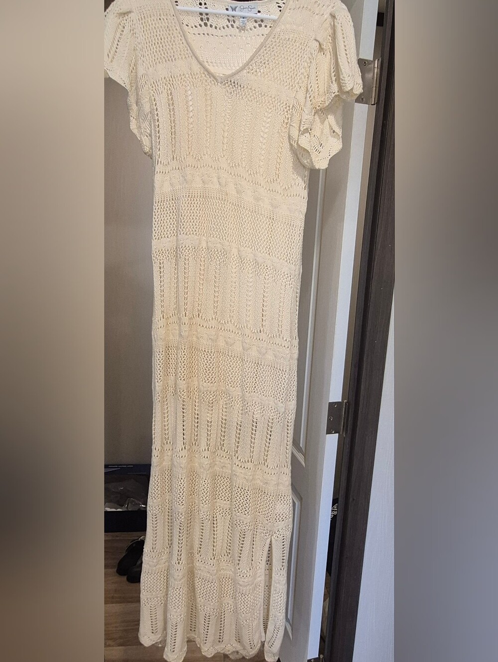 Jessica Simpson Cream Crochet Maxi Dress